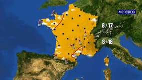 Les prévisions météorologiques pour le mercredi 24 février 2021.