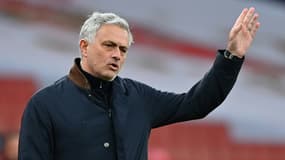 L'entraîneur portugais José Mourinho, alors en charge de Tottenham, lors du derby londonien contre Arsenal, le 14 mars 2021 à l'Emirates Stadium