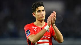 Le défenseur Nayef Aguerd avec Rennes, à Strasbourg le 20 avril 2022