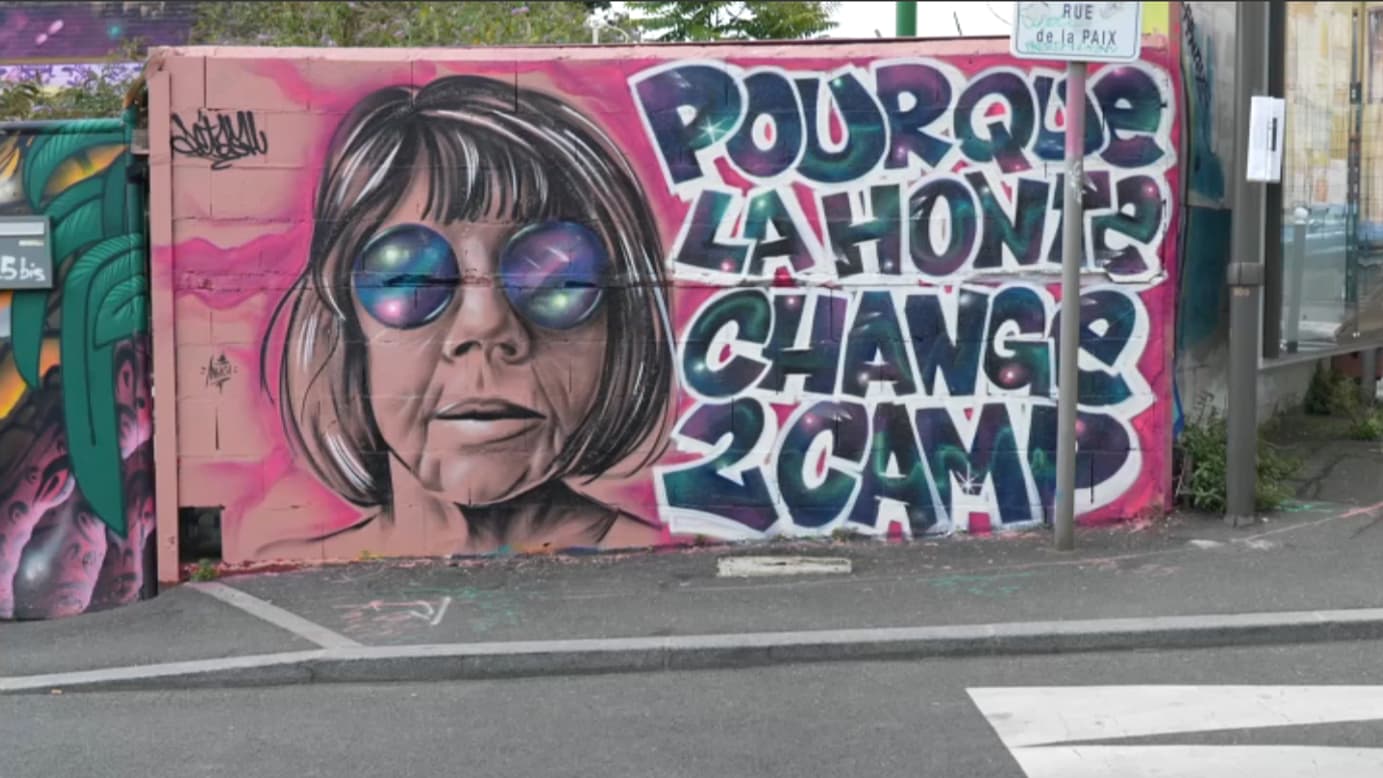 L'artiste Maca a réalisé une fresque sur un mur de Gentilly (Val-de-Marne) pour soutenir Gisèle Pelicot.