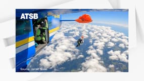 Le parachutiste est resté suspendu dans le vide pendant quelques instants.