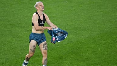 Gauthier Hein après son but du milieu de terrain pour la montée du FC Metz en Ligue 1, 29 mai 2025