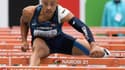 Le Français Sahsa Zhoya, vainqueur de la finale du 110 m haies aux Championnats du monde des moins de 20 ans, le 20 août 2021 à Nairobi