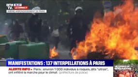 Manifestations à Paris: des poubelles en feu dans le XIIe arrondissement