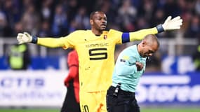 Le gardien Steve Mandanda avec Rennes en novembre 2024