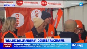 Nord: les salariés d'Auchan protestent contre la famille Mulliez