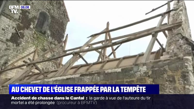Pas-de-Calais: à Clerques, où la tempête Eunice a arraché le toit d'une église, les habitants se mobilisent pour protéger le bâtiment