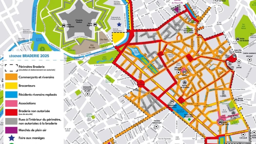 Le plan de la braderie de Lille 2025