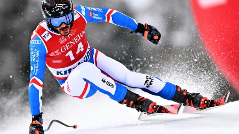 Cyprien Sarrazin dans la descente de Kitzbühel, le 19 janvier 2024.