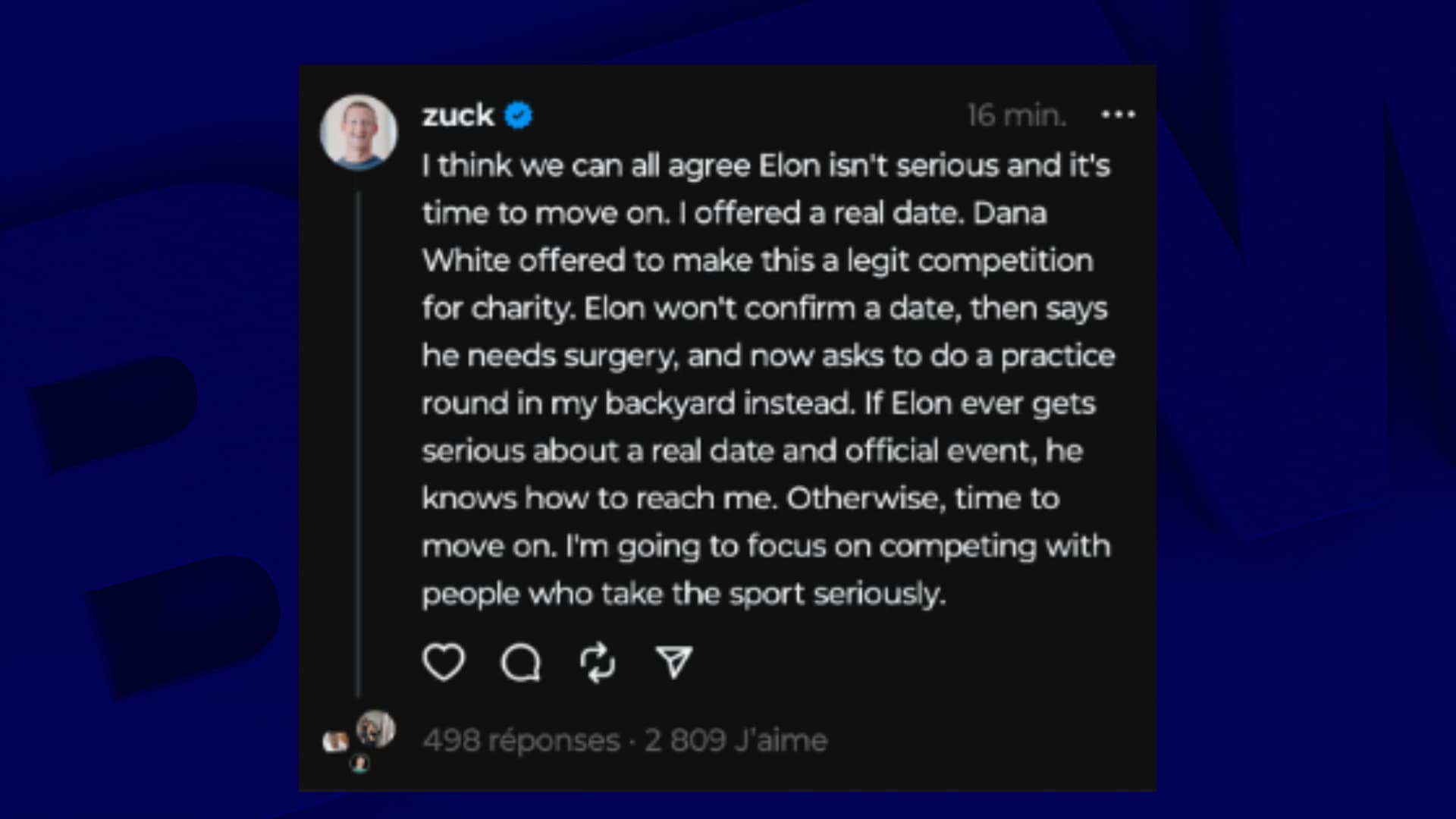 La réponse de Zuckerberg aux nouvelles provocations de Musk