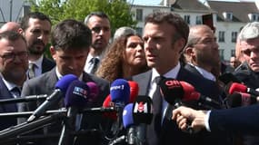 Emmanuel Macron à Saint-Denis le 21 avril. 