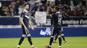 Yoann Barbet et Vital Nsimba, avec les Girondins le 18 mars 2023 contre Nîmes en Ligue 2.