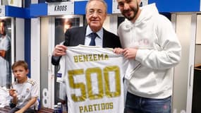 Karim Benzema, Florentino Perez et le fils de Toni Kroos avec une pizza