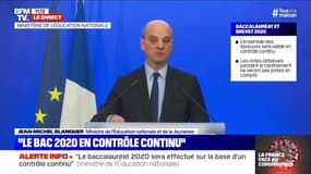 Jean-Michel Blanquer annonce que le bac 2020 sera évalué intégralement en contrôle continu