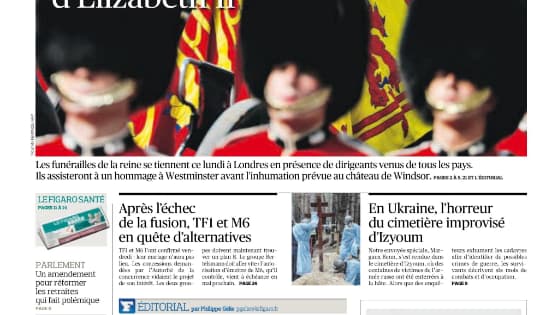 La une du Figaro datée du 19 septembre 2022. La une du Figaro datée du 19 septembre 2022.