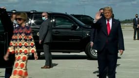 Melania et Donald Trump à leur arrivée à Mar-a-Lago, le 20 janvier 2021.