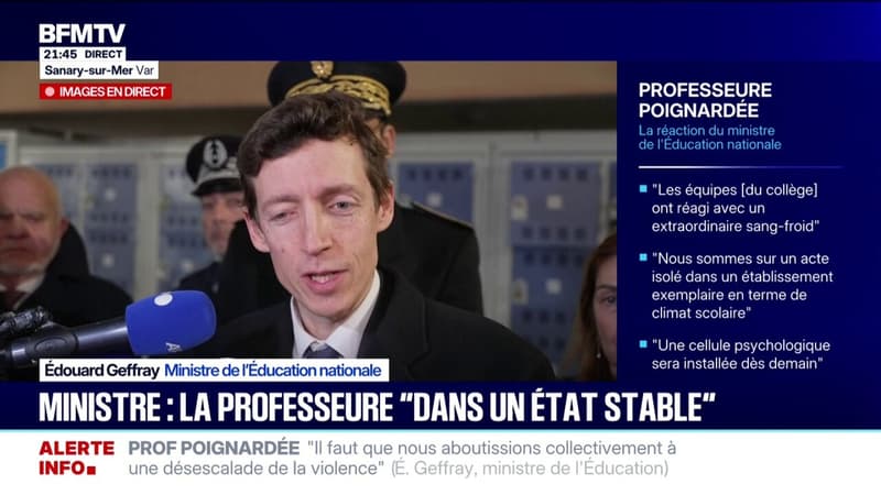 Professeure poignardée à Sanary-sur-Mer: la professeure est "dans un état stable" annonce le ministre de l'Éducation nationale