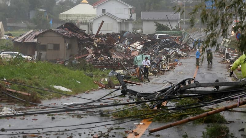 Dégâts provoqués par le typhon Hagibis dans la région de Ichihara, au Japon, le 12 octobre 2019