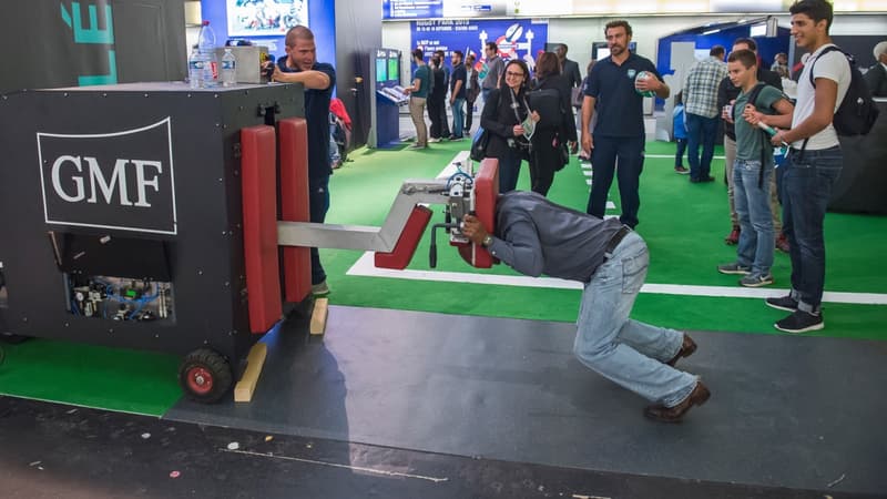 Le simulateur de mêlée, l'une des animations phares du Rugby Park.