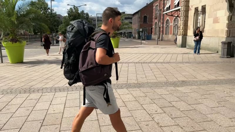 Loris, supporter du Racing club de Strasbourg a marché de Paris à Brest.