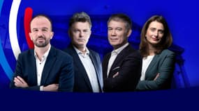 Manuel Bompard, Fabien Roussel, Olivier Faure et Marine Tondelier, représentants du Nouveau Front populaire, l'alliance de gauche pour les élections législatives anticipées.