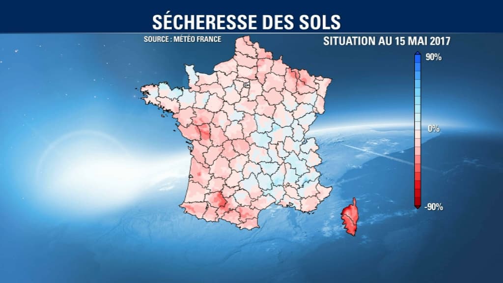 La situation de sécheresse des sols au 15 mai 2017. La situation de sécheresse des sols au 15 mai 2017.