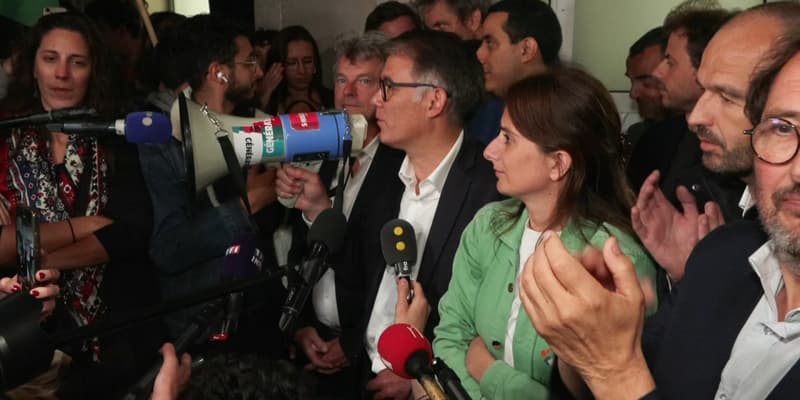 Olivier Faure, Manuel Bompard, Marine Tondelier et Fabien Roussel le 10 juin 2024 à Paris