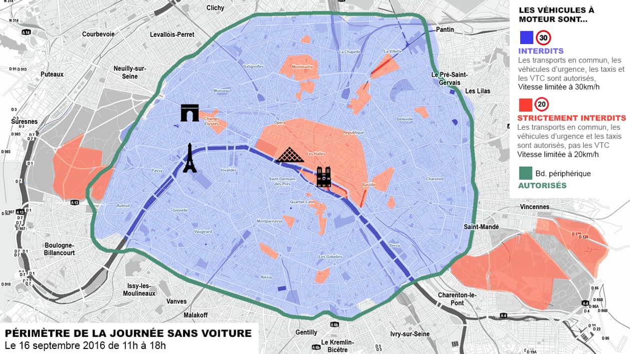 Journée sans voiture Paris carte