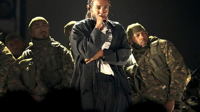 Kendrick Lamar, lors de la cérémonie des Grammy Awards, le 28 janvier 2018, à New York.