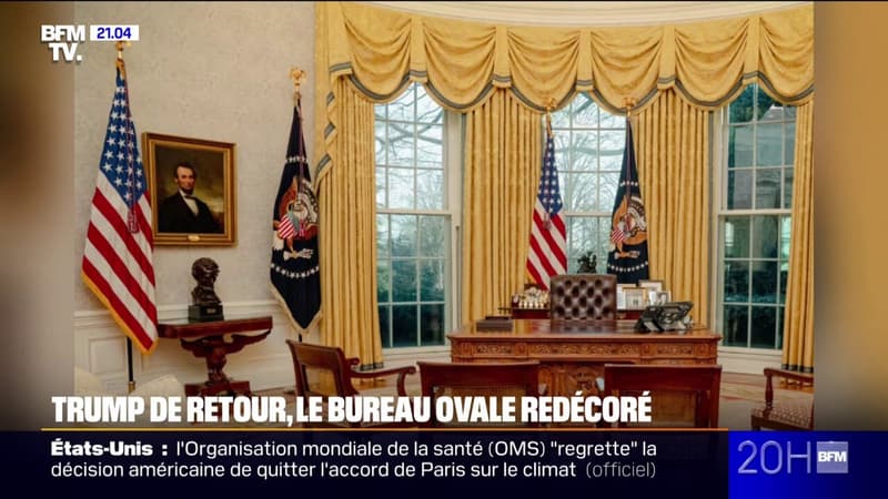 L'IMAGE DU 20H - Portraits, buste de Churchill... Comment Donald Trump a aménagé le Bureau ovale pour son retour