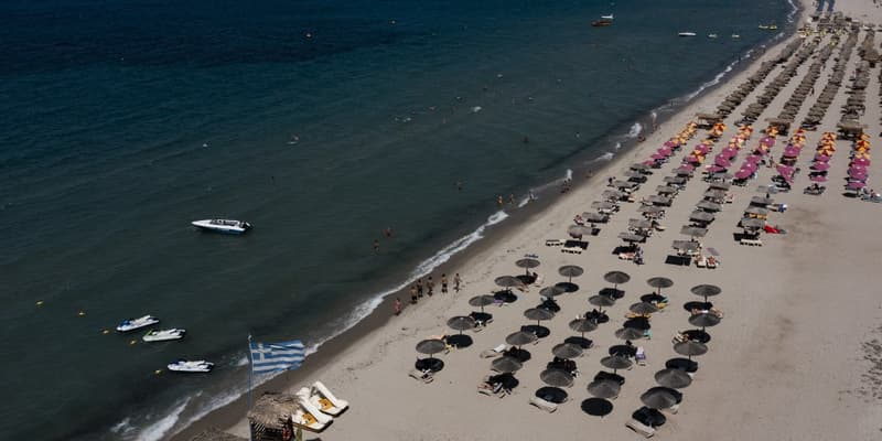 Une plage de l'île de Kos, en Grèce, le 16 juillet 2023 (illustration)