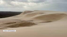 Une photo de la dune du Pilat lors de la tempête Domingos début novembre, prise par le photographe Philippe Courqueux.