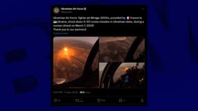 L'armée de l'air ukrainienne a publié sur ses réseaux sociaux des photos de Mirage 2000 utilisés pour repousser des frappes russes ce 7 mars 2025.
