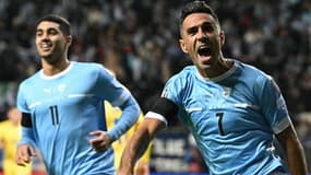 Eran Zahavi célèbre un but pour Israël lors des éliminatoires de l'Euro 2024, novembre 2023
