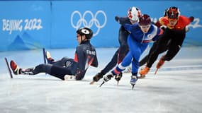 Sébastien Lepape, à gauche, lors des Jeux olympiques de Pékin (9 février 2022)