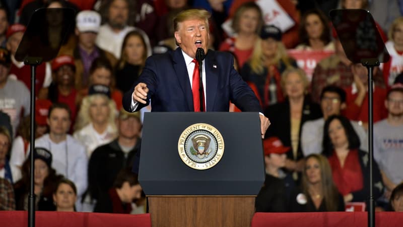 Donald Trump lors d'un meeting de campagne à Tupelo, dans le Mississippi le 1er novembre 2019