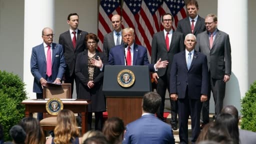 Donald Trump lors d'une conférence de presse dans les jardins de la Maison Blanche, le 5 juin 2020