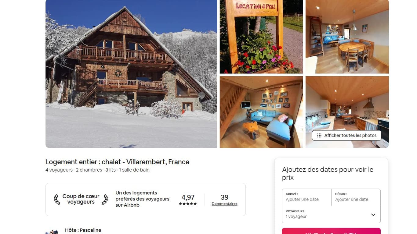 L'annoncer pour louer le chalet d'"Anatomie d'une chute" sur Airbnb