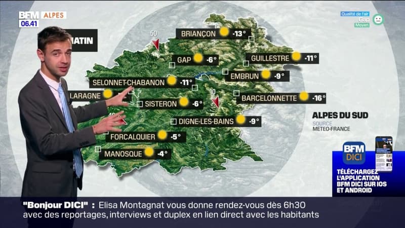 Météo Alpes du Sud: un beau ciel bleu mais des températures glaciales, -16°C à Barcelonnette ce vendredi matin