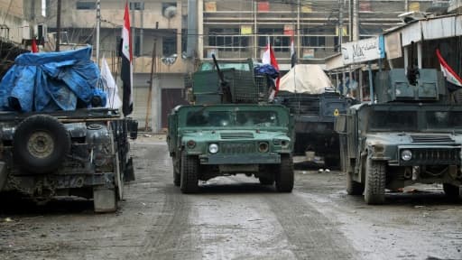 Les forces irakiennes reprennent du terrain au groupe Etat islamique (EI) dans la vielle ville de Mossoul, le 20 mars 2017