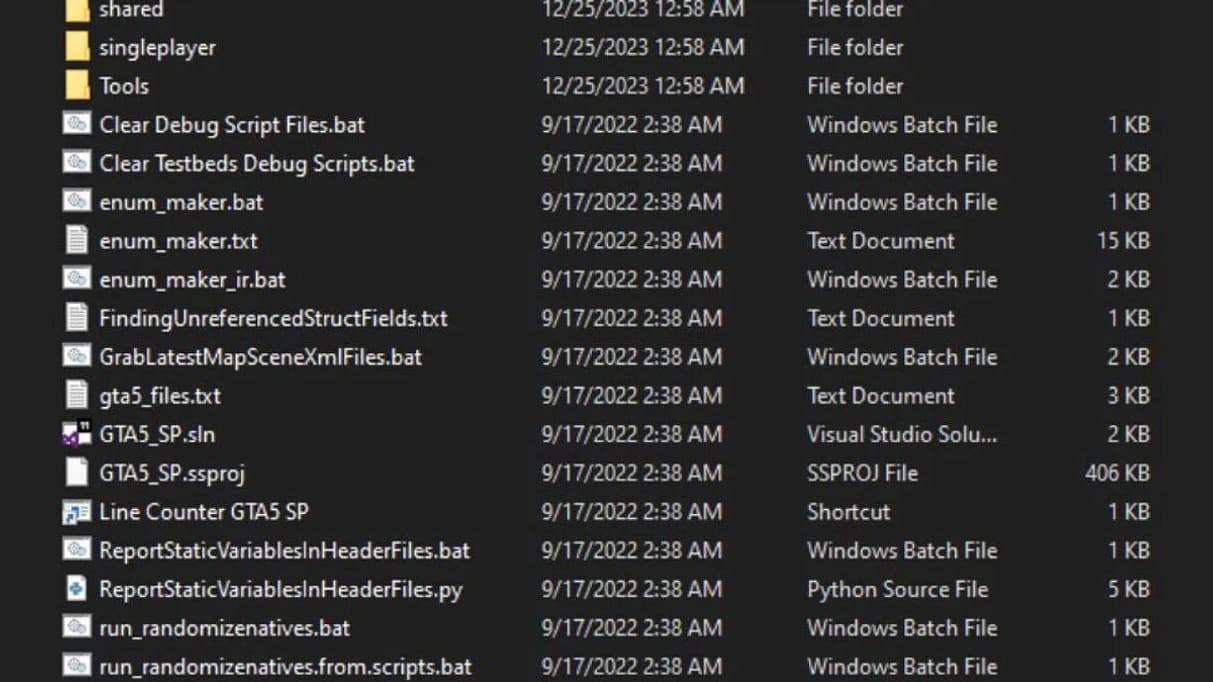 Les fichiers du code source de GTA 5. Les fichiers du code source de GTA 5.