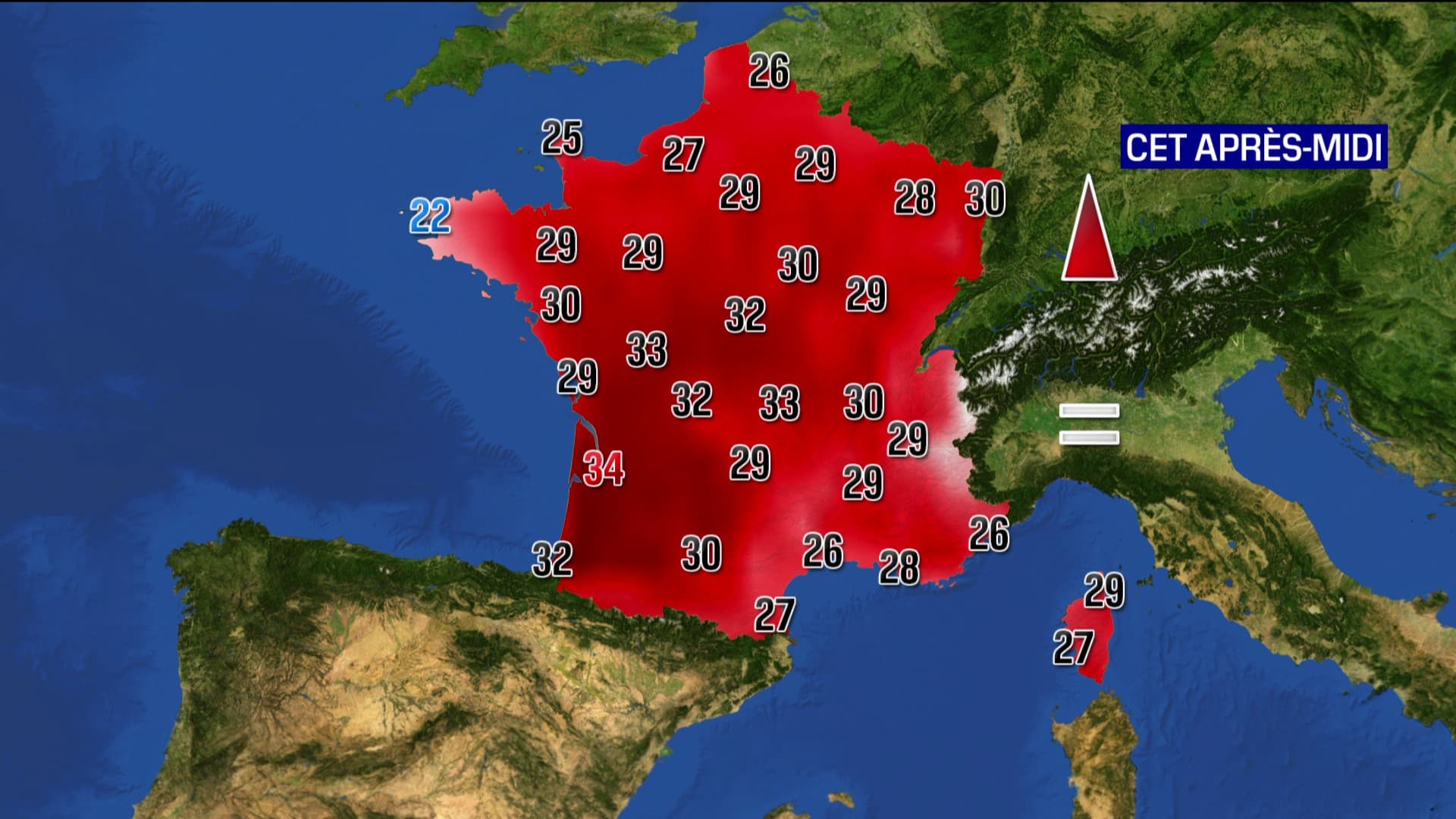 Les températures de ce lundi 2 octobre 2023 après-midi. Les températures de ce lundi 2 octobre 2023 après-midi.