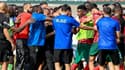 Les tensions sur la pelouse après le match de Coupe d'Afrique des nations entre le Maroc et la RD Congo, le 21/01/2024