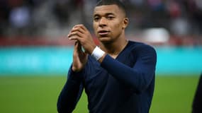 L'attaquant français  Kylian Mbappé à l'issue du match entre le Paris Saint-Germain et le Stade de Reims, le 29 août 2021 au stade Auguste-Delaune