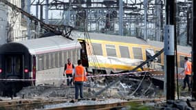 Le train Téoz 3657 Intercités Paris-Limoges, qui a déraillé le 12 juillet à Brétigny-sur-Orge, dans l'Essonne.