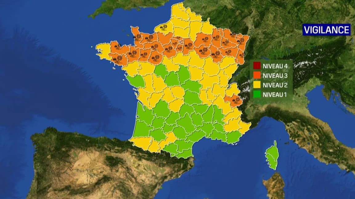 La région Île-de-France en vigilance jaune neige et verglas