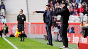 Paulo Fonseca, coach de Lille, et Eric Roy, entraîneur de Brest, le 22 octobre 2023