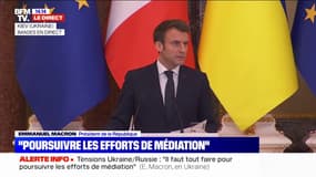 À Kiev, Emmanuel Macron salue "le sang froid" du peuple ukrainien face à la menace russe