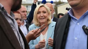 Marine Le Pen lors de son dernier déplacement de campagne à Berck le 22 avril 2022