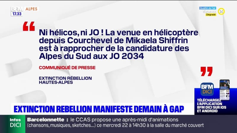 Gap: Extinction Rébellion va manifester samedi contre le tourisme "écocidaire" des JO